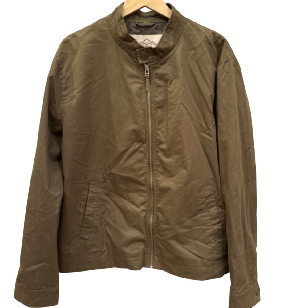 St. Johns Bay Mens Harrington Jacket XL Olive Green Water Repellant Full Zip